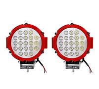 Générique 2 Phares de Travail Auxiliare Rond LED 12V 24V 63W 4620Lm 7 pouces Projecteur Longue Portée Bord Rouge pour Voiture Camion Poids Lourds VTT 4x4