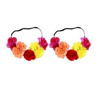 Générique 2 Pièces Bandeau Fleur Rose Élastique Couronne Tête Fille Femme pour Halloween Festival Mariage Party