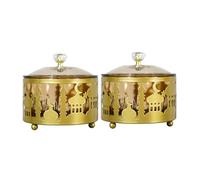 Générique 2 Pièces Boîte à Bonbons Dorée en Fer et Pet Finition Soignée et Lignes Lisses, Design Simple et Élégant, pour Réunions Familiales et Nouvel An