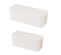 Générique 2 Pièces Boîte Cache-câbles, Boîte de Rangement pour Câbles en Plastique avec Couvercle, Blanche, pour Fils et Adaptateurs, pour Table et Coin, Protège la Multiprise
