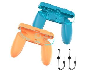 Générique 2 pièces Boîtier de poignée de contrôleur gauche droite Pour Switch 2 J-Con poignées à main poignée ergonomique Gamepad poignée support Joypad étui protecteur (Orange-Bleu)