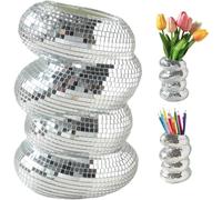 Générique 2 Pièces Boule A Facette Vase Disco, Vase Boule Disco, Jardinière Boule Disco, Vase À Disco, Boule Disco Miroir, Pot De Fleurs Boule Disco À Suspendre, Pots De Fleurs Disco Argentés