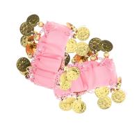 Générique 2 Pièces Bracelets de Danse à Deux pour Danseuse Ventre Accessoires de Costume avec Monnaies pour Performances et Tenues de Danse Couleur Rose