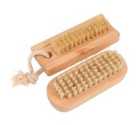 Générique 2 Pièces Brosse à ongles en poils de Marqueurs apprêt pinceaux Gel Brosse à ongles en bois Brosse à ongles simple face brosse à main épurateur d'ongles poils de cochon Yellow