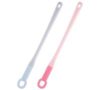 Générique 2 Pièces Brosse de Bain en Silicone Douce Pieds avec Poignée Ergonomique, pour Peau Sensible, Nettoyage Entre les Orteils, Coloris Bleu ou Rose