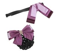 Générique 2 Pièces bureautique accessoires filet pour chignon perles de cheveux pour tresses pinces à arc filets à cheveux pour la danse cravate pour uniforme femme en tissu Violet,mauve