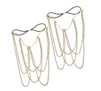 Générique 2 pièces Chaîne de Corps Élastique avec Cristaux Scintillants Chaîne de Jambe Ajustable pour Femmes Style pour Fête Plage Dorée 2pcs