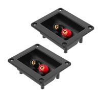 Générique 2 Pièces Connecteur de Borne du Boîtier de Haut-Parleur Noir en Abs et Cuivre Bornier Carré pour Subwoofer, Connexion Sécurisée et Identification Facile, pour Audio Domestique
