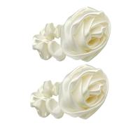 Générique 2 pièces Élastiques Cheveux Rétro Roses Grandes Perles Blanches Accessoires Coiffure Fille Souples et Flexibles pour Queue de Cheval Décoration Cheveux Pratique et Légère 2pcs