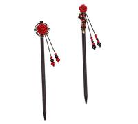 Générique 2 Pièces Épingle à cheveux barrettes à cheveux épingles chignons peignes curls wavy hair pics à cheveux pour cheveux longs baguettes de cheveux pour les femmes Bois Coffee