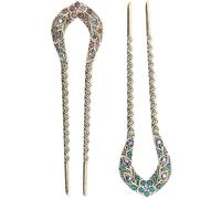 Générique 2 Pièces Épingle à Cheveux de à Double Pointe Vintage pour Mariage en Alliage Bleu Accessoire Élégant pour Coiffure Lors de Mariage ou Usage Quotidien