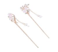 Générique 2 Pièces épingle à cheveux pompon perle fermoir cheveux clips banane rat baguettes de pierres précieuses pour le visage bâtons de cheveux de fleur fourche à cheveux alliage