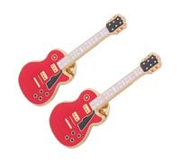 Générique 2 Pièces Épingle Vintage Guitare en Alliage Rouge, Artisanat Fin et Usage Polyvalent, Accessoire pour Veste ou Chapeau, Présent pour Musicien ou Amateur de Guitare