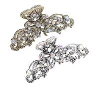Générique 2 Pièces Épingles à cheveux rétro en strass griffes de cheveux Barrettes de cheveux de fleurs pinces à cheveux de mariée en strass barrettes à cheveux Alliage de zinc