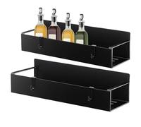 Générique 2 Pièces Etagere Magnetique Frigo, Etagere Magnetique, 7,1x8,5x27cm + 7,1x9,5x29cm, Équipées De 4 Crochets, Installation Sans Perçage, Adaptées Aux Armoires, Salles De Bains Ou Murs