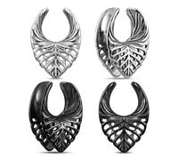 Générique 2 Pièces Extenseur d’Oreille en Selle Creuse 8-16mm pour Grands Trous d’Oreille, Bijou Corporel en Acier Titane Style Euro-Américain Exagéré(Silver,10mm (00g))