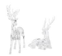 Générique 2 Pièces Figurine de Cerf de Noël en Acrylique Transparente, Décoration de Table Festive Légère et Résistante, pour Toute Célébration Intérieure