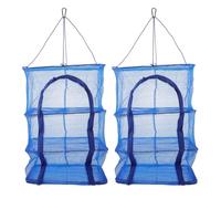 Générique 2 Pièces Filet de Séchage pour Poissons, Séchoir à Linge Suspendu en Filet Pliable 3 Couches, Tissu Oxford Bleu, Conservation Alimentaire, pour Viande et Légumes, Balcon
