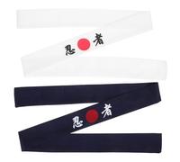 Générique 2 pièces Lot de Bandeaux Japonais Chef Coton Respirant Bandeaux Larges Réutilisables pour Cuisine Sport et Karaté Design Ninja Traditionnel Unique Confortable