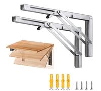 Générique 2 Pièces Lourds Support Console Pliable en Acier Inoxydable | 15cm 30cm Supports D'étagères Pliants pour Maison, Entrepôt, Cuisine, Bureau, Equerre Pliable(Silver,18in/45cm)