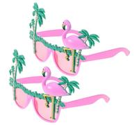 Générique 2 Pièces Lunettes Hawaïennes Décoratives Rose en Plastique | Accessoire de Fête, Design Flamant Rose et Cocotier, Léger, Incassable, pour Plage, Extérieur, Photos