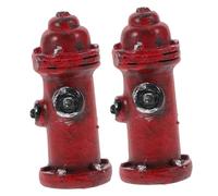 Générique 2 Pièces Mini Statue de Résine de Borne Incendie pour Décoration de Maison et Paysage Miniature Ornement pour Maison Gâteau