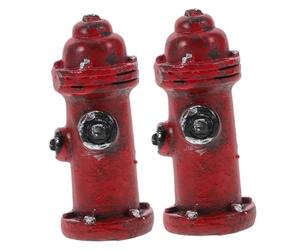Générique 2 Pièces Mini Statue de Résine de Borne Incendie pour Décoration de Maison et Paysage Miniature Ornement pour Maison Gâteau