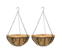 Générique 2 pièces Panier Suspendu avec Doublure, 20/25/30/35 cm Panier de Suspension en métal Rond avec Liner à Coco, planteurs Suspendus Pots pour Plant pour extérieur intérieur