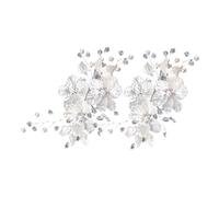 Générique 2 Pièces Peigne à Cheveux De Mariage Barrettes Des Femmes Clips De Cheveux De Fleurs En Cristal Agrafe De Mariée Pince à Cheveux Fleur Pinces à Cheveux Mariée Blanche Métal