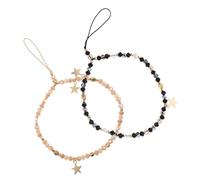 Générique 2 Pièces Phone Wrist Strap Holder With Five-star Pendant Anti-slip Beaded Mobile Phone Lanyard For Secure Grip And Stylish Decoration