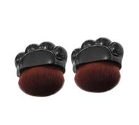 Générique 2 Pièces Pinceau fond de teint griffe de chat double éponge de maquillage porte-pinceaux de maquillage duveteux pinceau de maquillage petit pinceau fond de teint Plastique Black