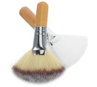 Générique 2 pièces Pinceaux Maquillage Visage Brosse Soft Poils Naturels pour et Fixation Pinceau Éventail Highlighting Compact Portable pour Teint