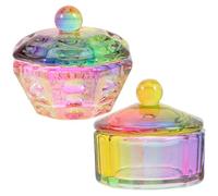 Générique 2 Pièces Plat Dappen en Verre à Faces avec Couvercle, Accessoire Manucure Facile à Immerger pour Salons et Écoles de Nail Art