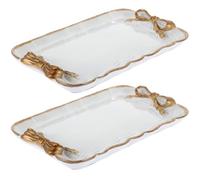Générique 2 Pièces Plateau Décoratif Blanche en Résine Vintage | Présentation Élégante, Format Compact pour Espaces Réduits, Bureau et Salle de Bain, Usage Polyvalent
