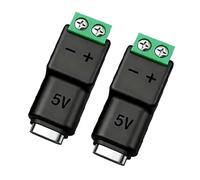 Générique 2 pièces sans Soudure Type C à 2 Broches convertisseur de bornes Adaptateur d ' Alimentation 5 V connecteurs pour projets de électronique connecteur USB Type C mâle/Femelle