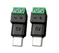 Générique 2 pièces sans Soudure Type C à 2 Broches convertisseur de bornes Adaptateur d ' Alimentation 5 V connecteurs pour projets de électronique connecteur USB Type C mâle/Femelle