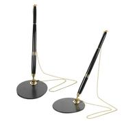 Générique 2 Pièces Stylos à Sécuriser Support de Bureau de Stylos Noirs avec Cordon pour Accueil Bureau École à Élégant et