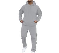 Générique 2 Pièces Survêtement - Ensemble de Costume décontracté pour Homme Couleur Unie Confortable élégant Formel Veste et Pantalon pour Une fête de Mariage (Light Gray XXXL)