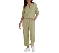 Générique 2 Pièces Survêtement Femme Sweat Zippé À Manches Longues Et Pantalons Longue 2 Pièces, Doux Et Confortable, Sportswear Fitness Élégant Couleur Unie Pour L'automne Et L'hiver