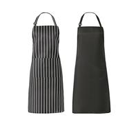 Générique 2 Pièces Tabliers de Cuisine, Etanche Réglable Tablier avec Poches pour Homme Femme, Cuisine Professionnel, Chef pour Restaurant,Café, Pâtisserie（Noir，Noir&Blanc Rayures）