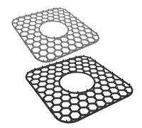 Générique 2 pièces Tapis de Séchage Évier Cuisine Silicone Antidérapant avec Drainage Rapide Design Nid Abeille Noir et Gris Protection Comptoir