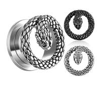 Générique 2 Pièces Tunnels d’Oreille en Acier Inoxydable 8-16mm - Design Serpent Poulie en I Perforés, Écarteurs d’Élargissement d’Oreille, Bijoux Corporels(Silver,12mm (1/2"))