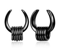 Générique 2 Pièces Tunnels d'Oreille en Acier Inoxydable Selle 8-25mm - Expanseur à Boucle Punk pour Dilatation d'Oreille, Plugs de Jauge en Acier Titane(Black,12mm (1/2"))