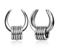 Générique 2 Pièces Tunnels d'Oreille en Acier Inoxydable Selle 8-25mm - Expanseur à Boucle Punk pour Dilatation d'Oreille, Plugs de Jauge en Acier Titane(Silver,10mm (00g))