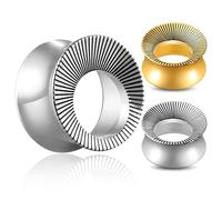 Générique 2 Pièces Tunnels d'Oreille en Acier Inoxydable Titane 8-16mm - Design Rayures Corne Concave Punk Hip-Hop, Plaques d'Extension Hypoallergéniques(Silver,16mm (5/8"))