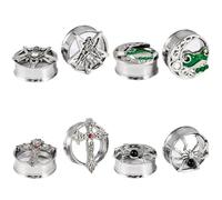Générique 2 Pièces Tunnels pour Oreilles en Acier Inoxydable 8-25mm - Design Vintage Araignée, Grenouille, Double-Corne et Croix, Élargisseur à Filetage Denté Bijoux de Piercing(NO-3,10mm)