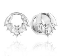 Générique 2 Pièces Tunnels pour Oreilles en Forme de Chauve-souris Punk - Plugs en Acier Chirurgical 8-25mm, Bijoux Corporels pour Oreilles Étirées(Silver,14mm (9/16"))