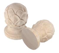 Générique 2 Pièces Wood Finials With Lotus Carving Unfinished Solid Wood Decorative Finials For Furniture Bed Posts Stairs Fence And Gate Toppers