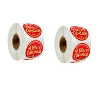 Générique 2 Rouleaux Autocollants Décoratifs Étiquettes Autocollantes de Noël en Papier Kraft Rouge, Autocollants Auto-adhésifs à Haute Adhérence, sans Résidu, Faciles à Déchirer,