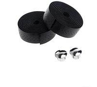 Générique 2 Rouleaux de Ruban de Guidon en liège for vélo de Route et Sport rétro + 2 Trous de Prise de Barre(Black a)